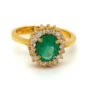 Certified Emerald 2.15ct Diamonds 22K Gold Ring